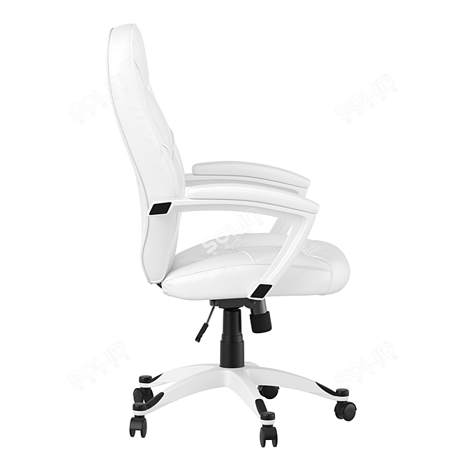 White Leather Ergonomic Office Chair 3D model image 3