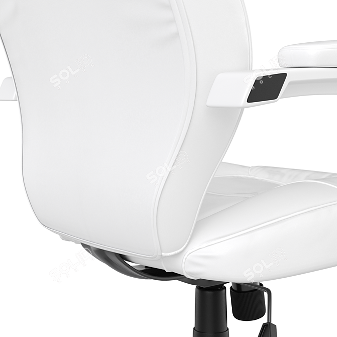 White Leather Ergonomic Office Chair 3D model image 6