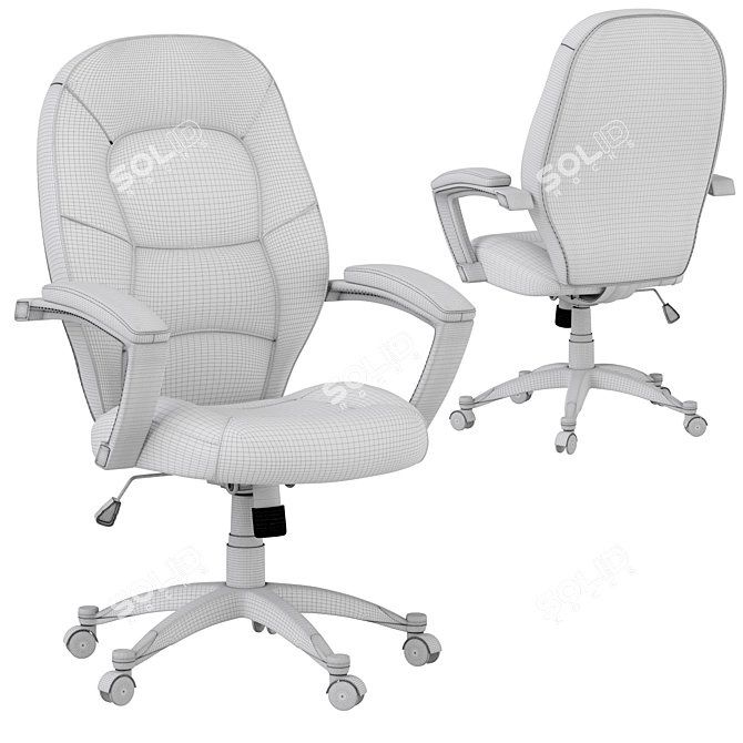 White Leather Ergonomic Office Chair 3D model image 7