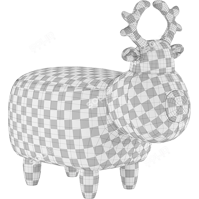 Velvet Reindeer Storage Ottoman 3D model image 2