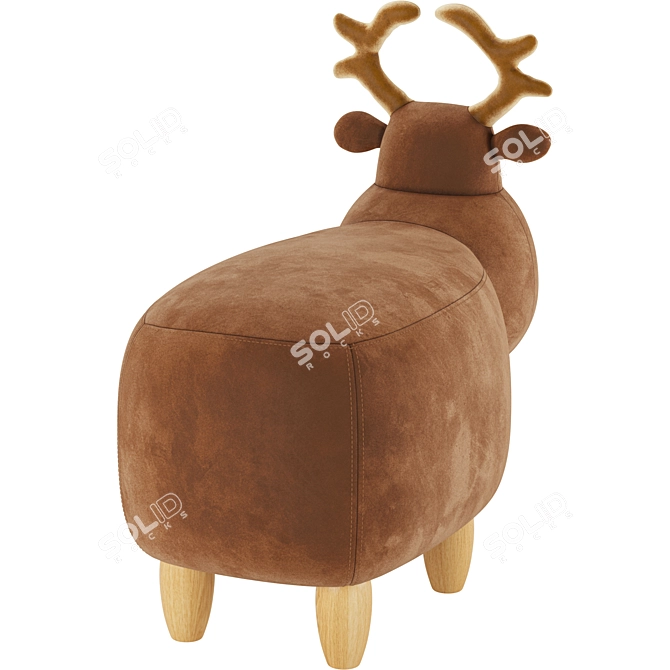 Velvet Reindeer Storage Ottoman 3D model image 4