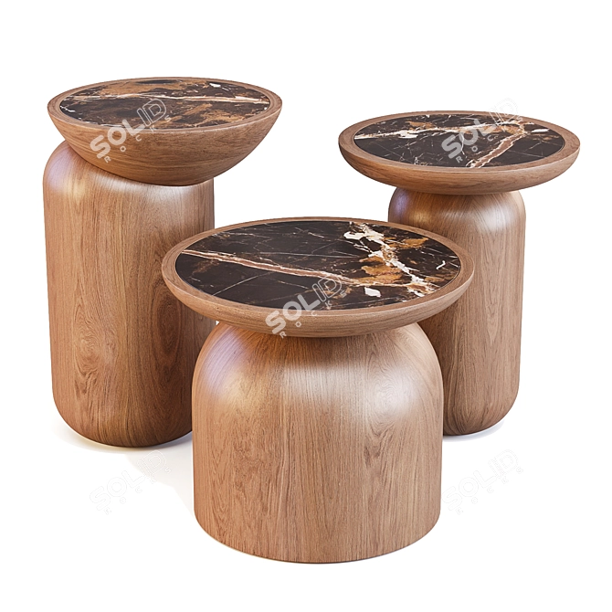 Handcrafted Geometric Mezcalito Side Tables 3D model image 3