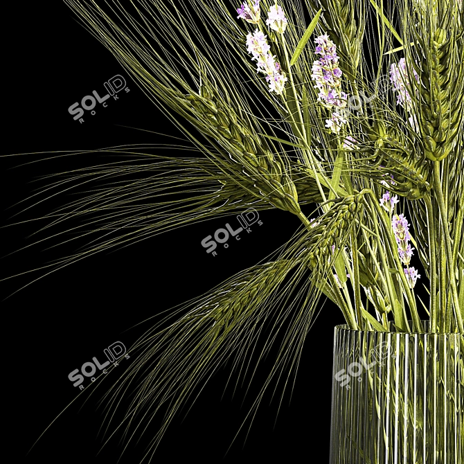 Green Wheat Lavender Bouquet 3D model image 2