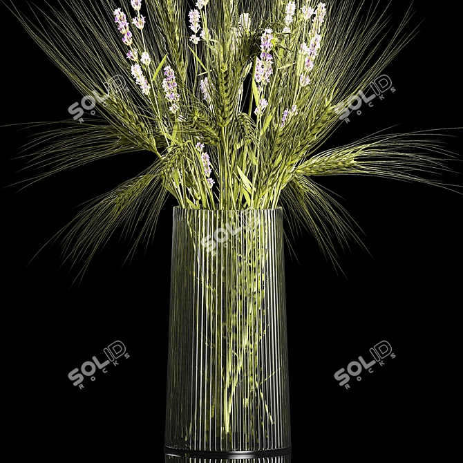 Green Wheat Lavender Bouquet 3D model image 3