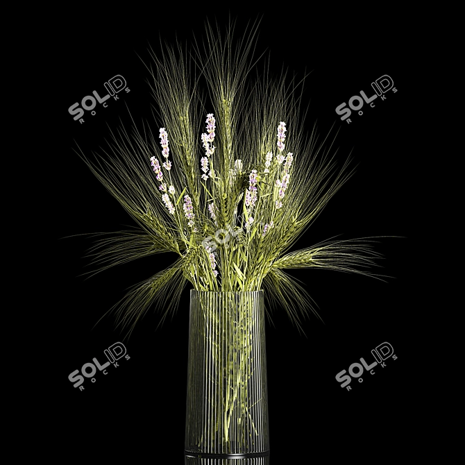 Green Wheat Lavender Bouquet 3D model image 6