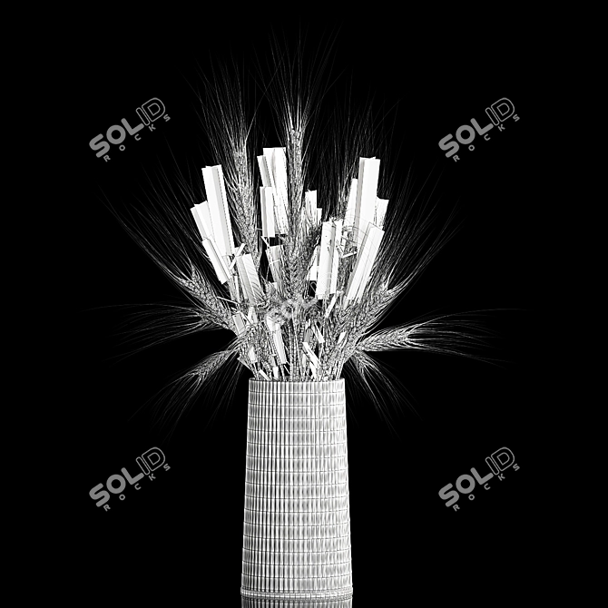 Green Wheat Lavender Bouquet 3D model image 7