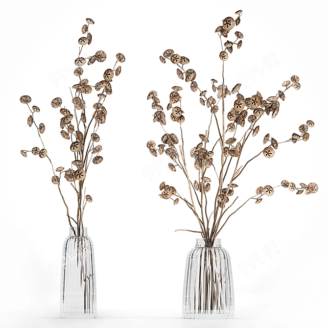 White Dry Flower Bouquet Set 3D model image 4