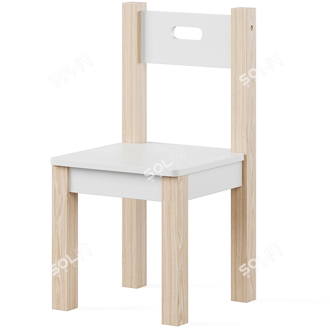 Wooden Kids Desk and Chair 3D model image 3