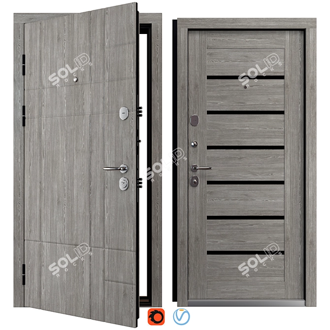 Metal Entry Door Tetris Teddy 3D model image 1