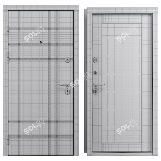 Metal Entry Door Tetris Teddy 3D model image 4