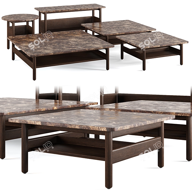 Modern Scandinavian Coffee Table Collection 3D model image 1