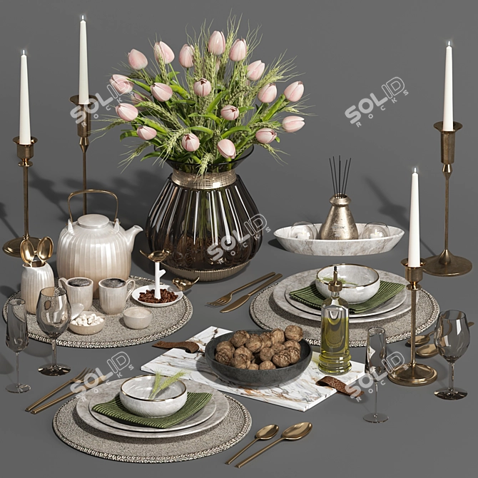 Modern Tableware Set 3D 2018 3D model image 1