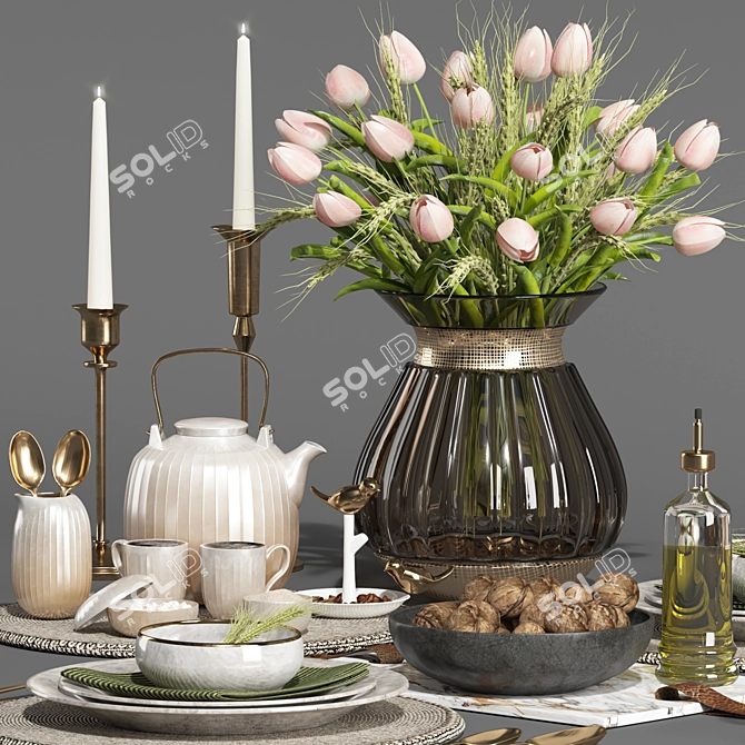 Modern Tableware Set 3D 2018 3D model image 2