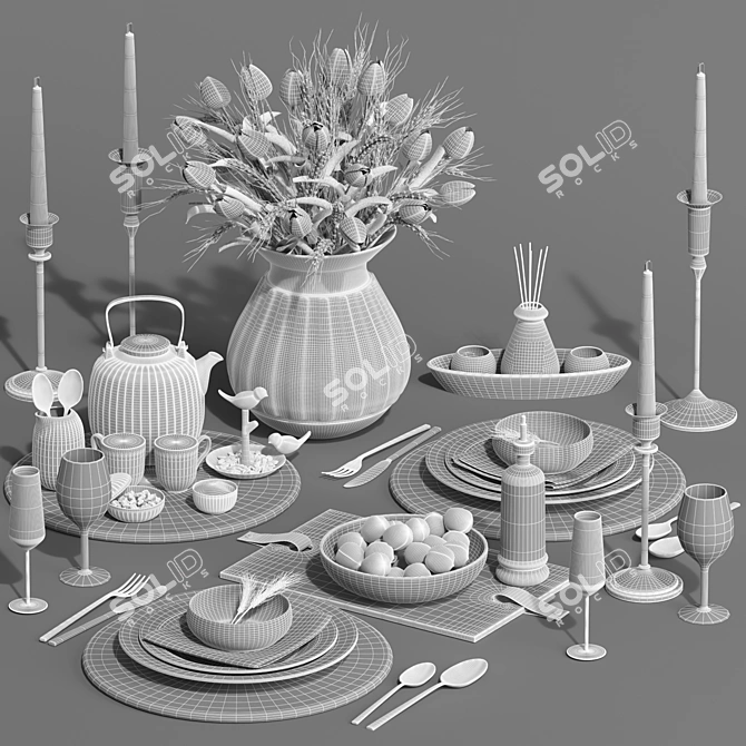 Modern Tableware Set 3D 2018 3D model image 6