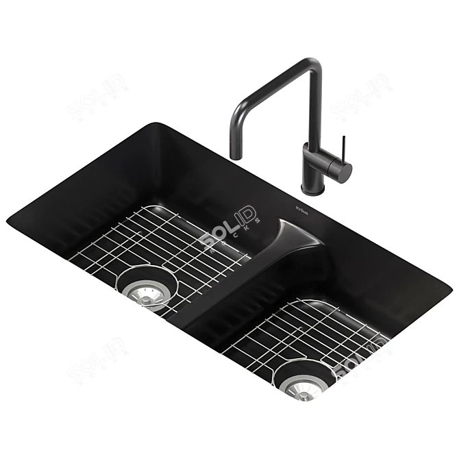 Ruvati 32" Low-Divide Stainless Sink 3D model image 1