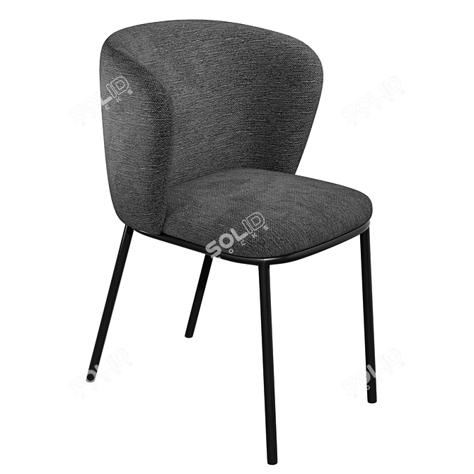 Chenille Dark Grey Steel Chair 3D model image 1