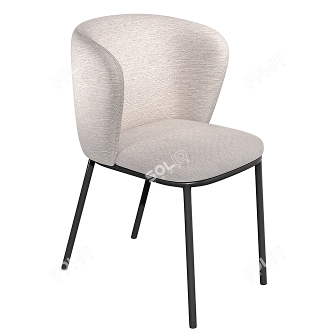 Chenille Dark Grey Steel Chair 3D model image 2