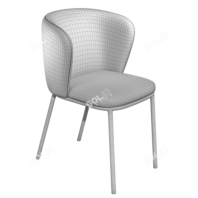 Chenille Dark Grey Steel Chair 3D model image 3