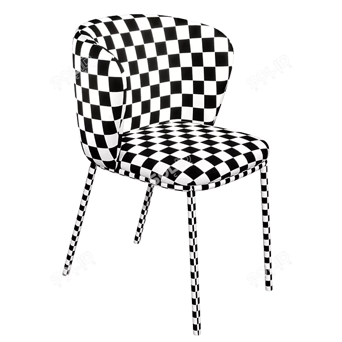 Chenille Dark Grey Steel Chair 3D model image 4