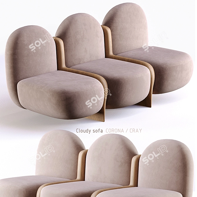 Soft and Sleek Cloudy Sofa 3D model image 1
