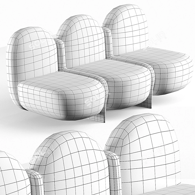 Soft and Sleek Cloudy Sofa 3D model image 5