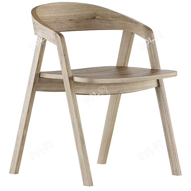 Elegant Adelmo Wood Chair 3D model image 4