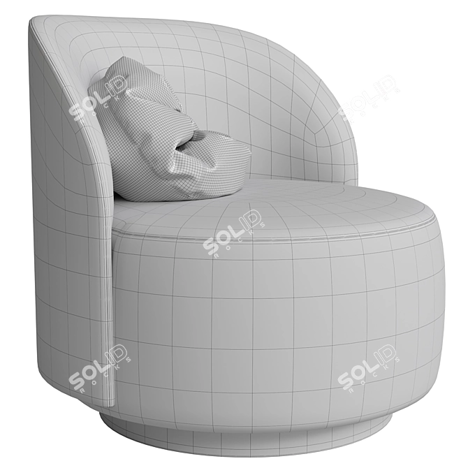 Curved Backrest Armchair, Luxe Finish 3D model image 6