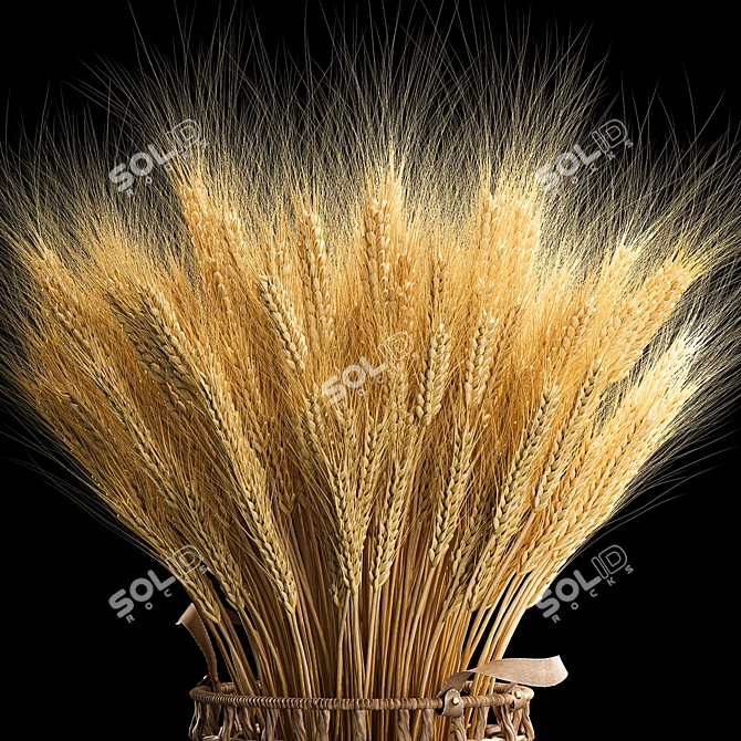 Eco Wheat Spikelet Basket Bouquet 3D model image 2