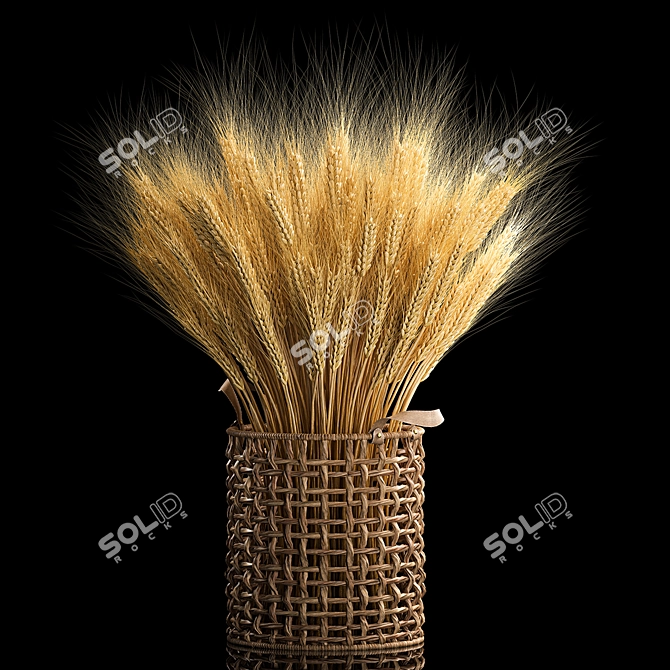 Eco Wheat Spikelet Basket Bouquet 3D model image 5