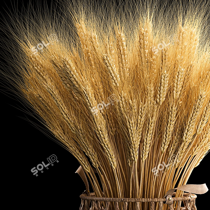 Eco Wheat Spikelet Basket Bouquet 3D model image 6