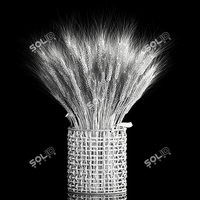 Eco Wheat Spikelet Basket Bouquet 3D model image 7