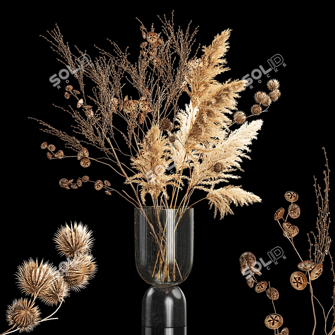 Luxury Dried Flower Vase 3D model image 1