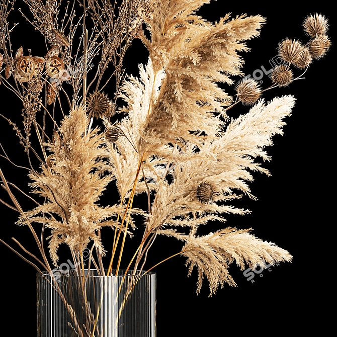 Luxury Dried Flower Vase 3D model image 5