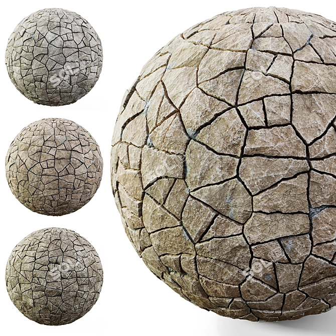 Stone Wall Seamless 3D Textures 3D model image 1