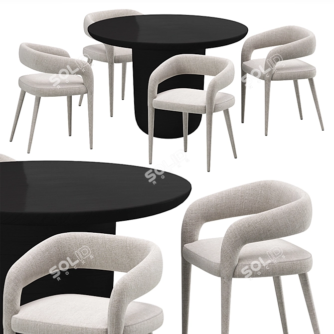 Modern Concrete Dining Set Collection 3D model image 1