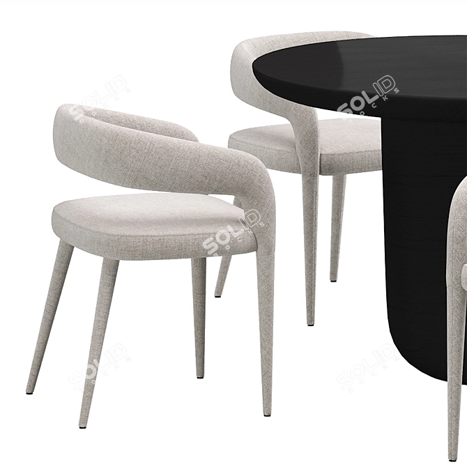 Modern Concrete Dining Set Collection 3D model image 2