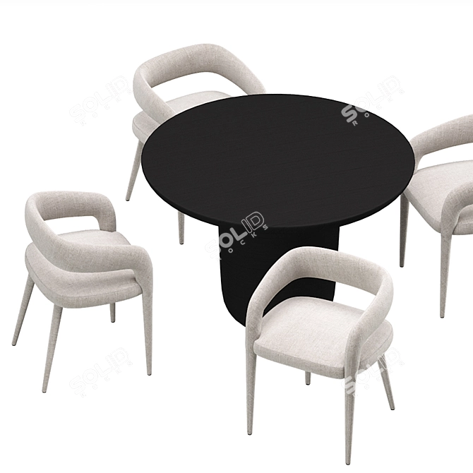 Modern Concrete Dining Set Collection 3D model image 3