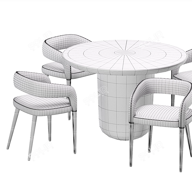 Modern Concrete Dining Set Collection 3D model image 5