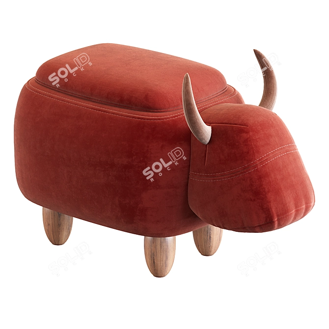 Cow Leather Modern Stool 3D model image 4