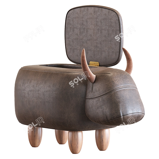 Cow Leather Modern Stool 3D model image 5