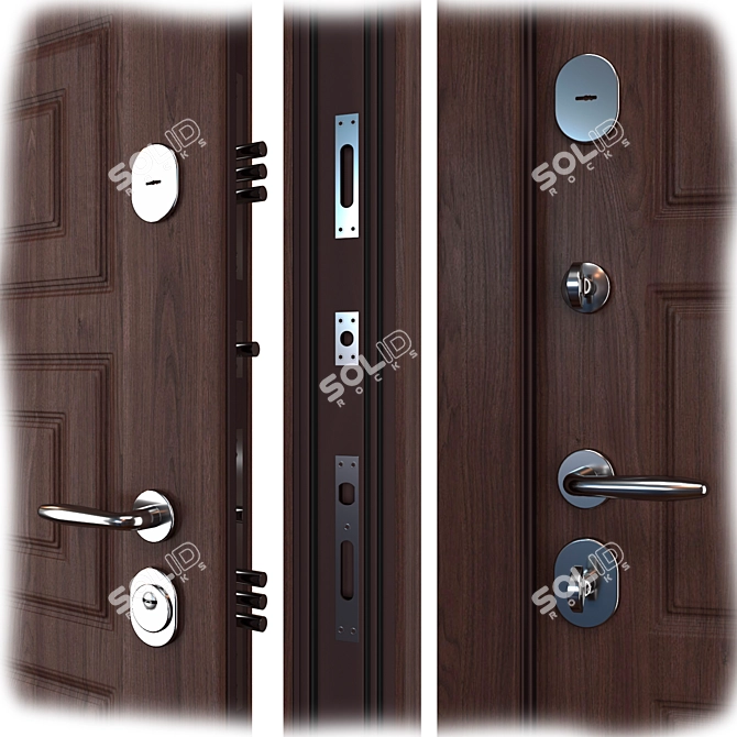 Metal Entry Door M-2 Oak 3D model image 2