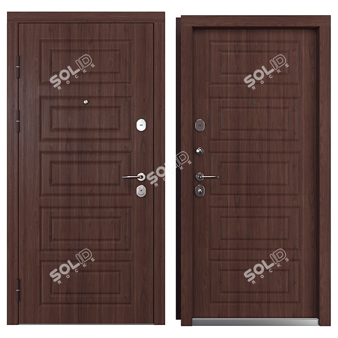 Metal Entry Door M-2 Oak 3D model image 3