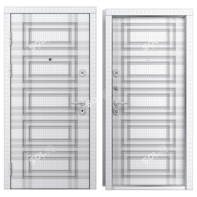 Metal Entry Door M-2 Oak 3D model image 4