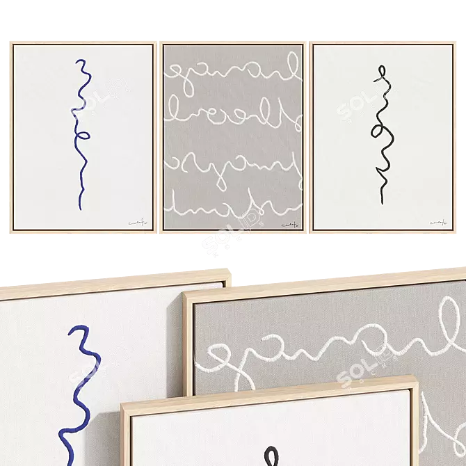 Hand Embroidery Linen Set 3D model image 1