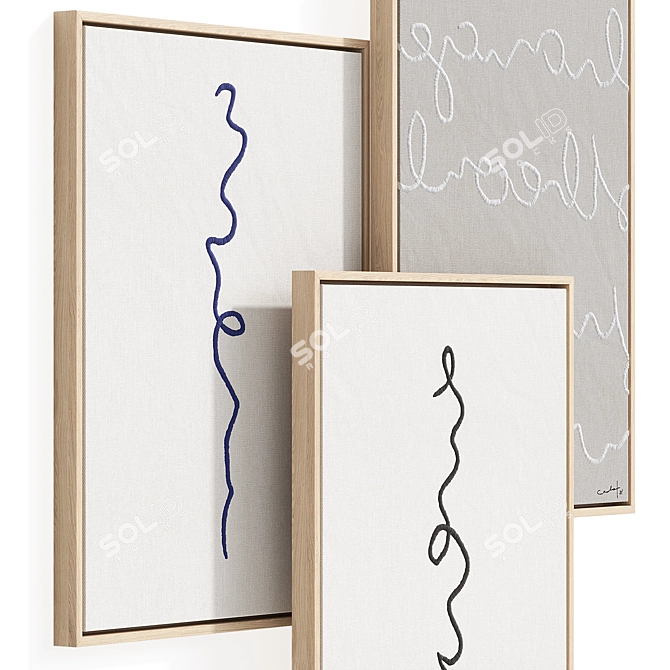 Hand Embroidery Linen Set 3D model image 2