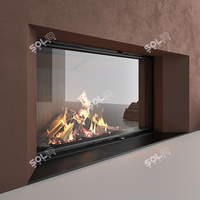 Impressive 3D Fireplace Wall Set 3D model image 3