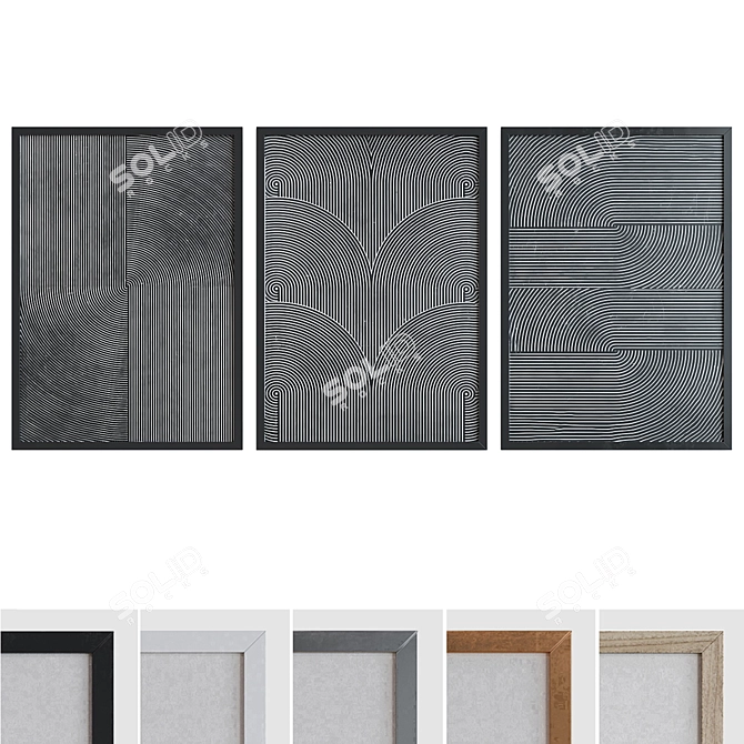 Modern Abstract Picture Frame Set 3D model image 1