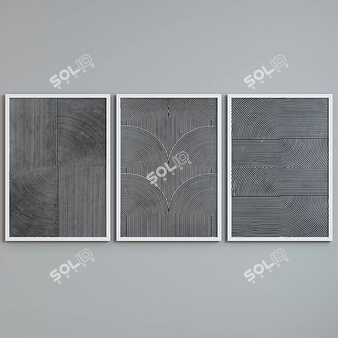 Modern Abstract Picture Frame Set 3D model image 2