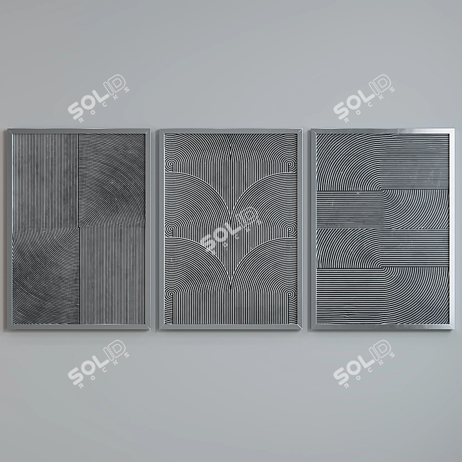 Modern Abstract Picture Frame Set 3D model image 3