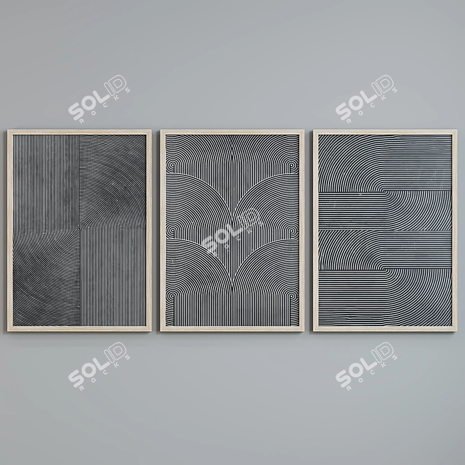 Modern Abstract Picture Frame Set 3D model image 5